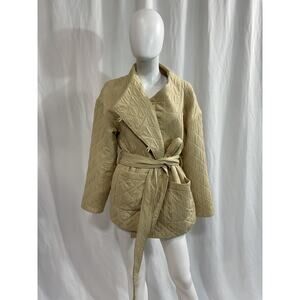 & Other Stories 'Quilted' Tan Wrap Collar Quilted Puffer Jacket Size 6